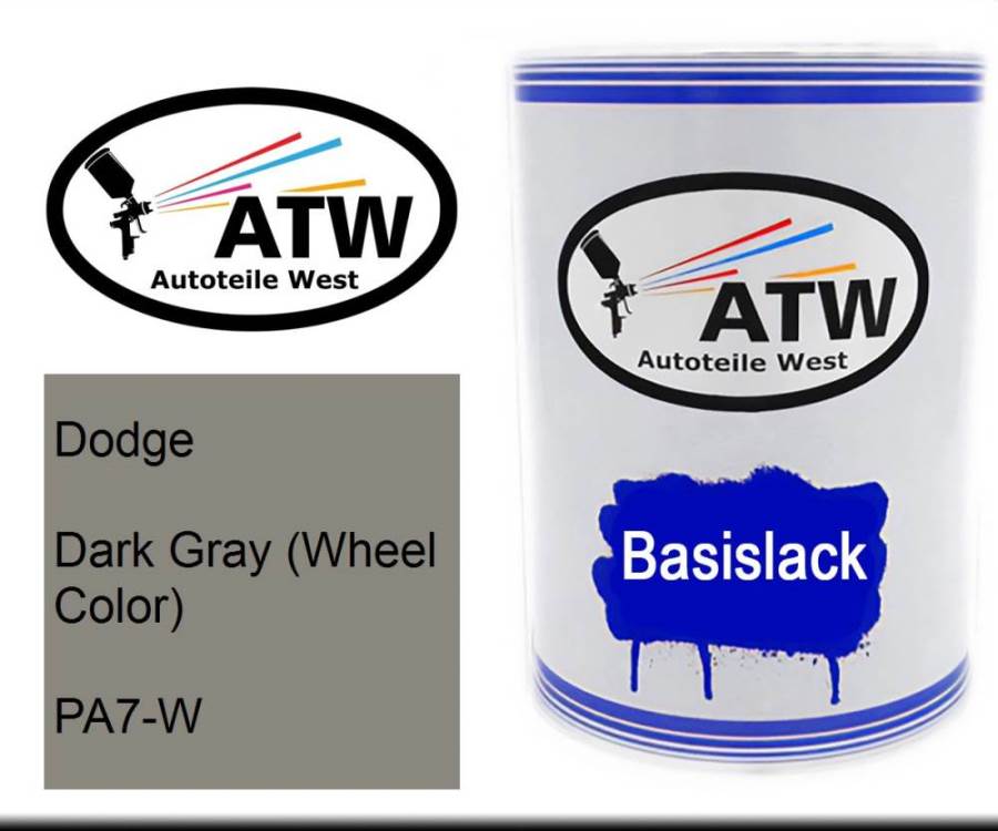 Dodge, Dark Gray (Wheel Color), PA7-W: 500ml Lackdose, von ATW Autoteile West.